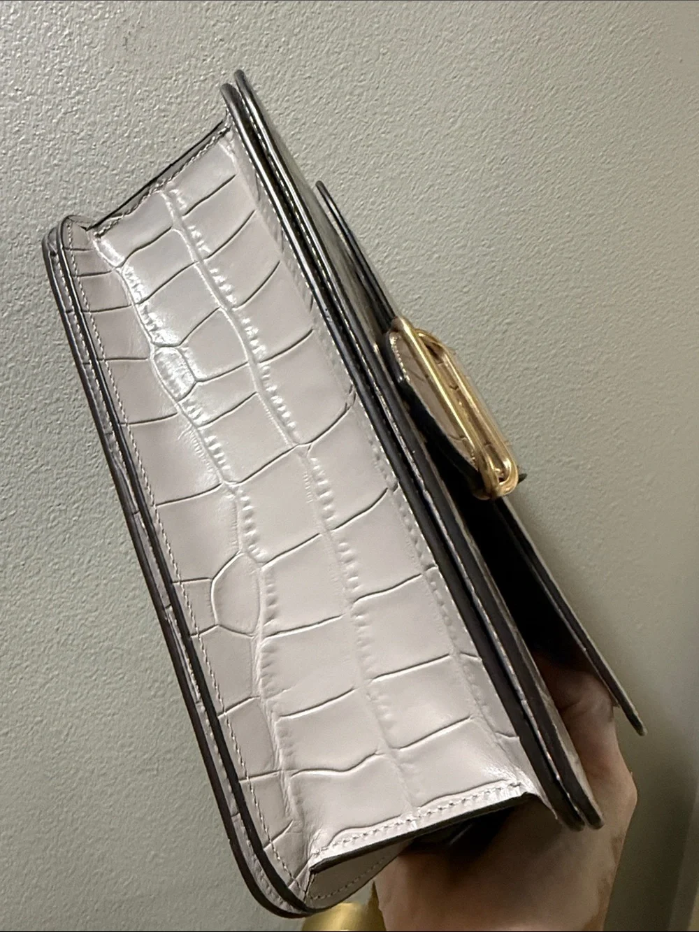 Coach Morgan square crossbody In Crocodile-Embossed Leather; Like New!